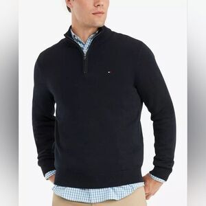 Tommy Hilfiger Navy Blue Mens Quarter Zip Sweater Size XL